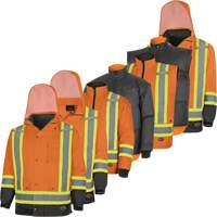 Parka de s&eacute;curit&eacute; d'hiver imperm&eacute;able 7-en-1 5056 Pioneer Yukon, Polyester, Noir/Orange haute visibilit&eacute;, T-petit MAS Chibougamau