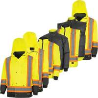 Parka de s&eacute;curit&eacute; d'hiver imperm&eacute;able 7-en-1 5057 Pioneer Yukon, Polyester, Noir/Jaune lime haute visibilit&eacute;, T-petit MAS Chibougamau