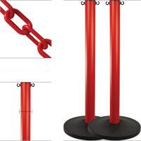 Industrial Stanchion Kit with Plastic Chain, 37" High, Red MAS Chibougamau