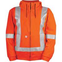 High-Visibility Wind Resistant Zip-Front Sweatshirt with DetachableHood, Men's, Small, High Visibility Orange, 27.7 cal/cm² MAS Chibougamau
