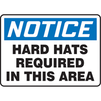 Enseigne  Hard Hats Required , 7" x 10", Vinyle, Anglais MAS Chibougamau
