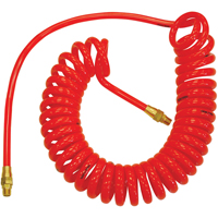 Tuyaux &agrave; air autor&eacute;tractables en polyur&eacute;thane Flexcoil a/raccords, Air, 1/4" DI x 15' lo, Polyur&eacute;thane, 140 psi &agrave; 23 °C MAS Chibougamau