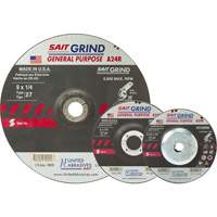 A24R Long Life Grinding Wheel, 4-1/2" x 1/4", 7/8" Arbor, Aluminum Oxide, Type 27 MAS Chibougamau