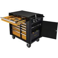 Powered Tool Cart, 11 Drawers, 42-1/2" W x 24-7/16" D x 41" H, Black/Orange MAS Chibougamau