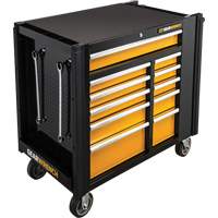 Powered Tool Cart, 11 Drawers, 42-1/2" W x 24-7/16" D x 41" H, Black/Orange MAS Chibougamau