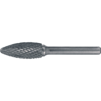 CLEVELAND Solid Carbide Burrs - Flame Shaped, 5/16" Dia., 1/4" Shank MAS Chibougamau