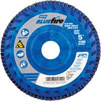 Disque &agrave; lamelles &agrave; grain grossier BlueFire, 5" x 7/8", Type 27, Grain 60, Alumine de zirconium MAS Chibougamau