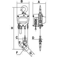KCH Series Chain Hoists, 20' Lift, 2200 lbs. (1 tons) Capacity, Alloy Steel Chain MAS Chibougamau