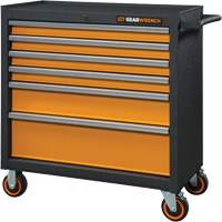 Armoire roulante pour outils s&eacute;rie GSX, 6 tiroirs, 36" la x 18-1/5" p x 37-2/5" h, Noir/Orange MAS Chibougamau