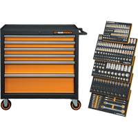 MEGAMOD Metric Mechanics Tool Set in Modular Foam Trays with Rolling Cabinet, 358 Pieces MAS Chibougamau