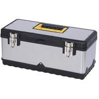 Coffre &agrave; outils portatif en acier inoxydable JPSTB-20, 9-63/100" P x 20" la x 8-7/8" h, Noir/Argent MAS Chibougamau