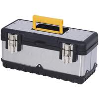 Coffre &agrave; outils portatif en acier inoxydable JPSTB-15, 6-1/4" P x 15" la x 7" h, Noir/Argent MAS Chibougamau
