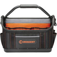 Sac ouvert de 17" pour outils d'ouvrier, Polyester, 25 pochettes, Noir/Orange MAS Chibougamau