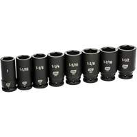 Jeu de douilles SAE &agrave; 6 pans, 8 Mcx, Chocs, Prise de 3/4", Profond MAS Chibougamau