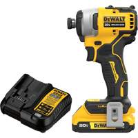 ATOMIC COMPACT SERIESMAX* Brushless Cordless Compact Impact Driver Kit, 1/4", 1700 in-lbs Max. Torque, 20 V, Lithium-Ion MAS Chibougamau