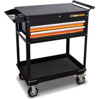 Utility Cart, 2 Drawers, 32-1/2" W x 42" H, Black/Orange MAS Chibougamau