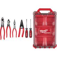 Dipped Grip Pliers, Wire Stripper & Cushion Grip Screwdrivers Set with PACKOUT Organizer MAS Chibougamau