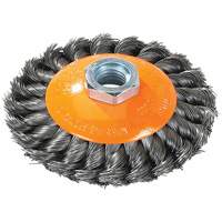 Knot-Twisted Saucer Cup Wire Wheel, 7" Dia., 0.02" Fill, 5/8"-11 Arbor, Steel MAS Chibougamau