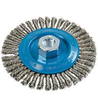 Knot-Twisted Stringer Bead Wire Wheel, 5" Dia., 0.02" Fill, 5/8"-11 Arbor, Aluminum/Stainless Steel MAS Chibougamau