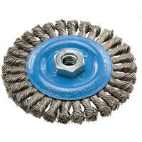 Brosse rotative &agrave; fils nou&eacute;s large, Dia. 5", Fils 0,02", Arbre 5/8"-11, Aluminium/Acier inoxydable MAS Chibougamau