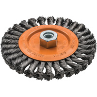 Brosse rotative &agrave; fils nou&eacute;s large, Arbre 5/8"-11, Acier MAS Chibougamau