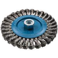 Brosse rotative &agrave; fils nou&eacute;s large, Dia. 6", Fils 0,02", Arbre 5/8"-11, Aluminium/Acier inoxydable MAS Chibougamau