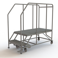 Plateforme de travail mobile, Acier, 2 Marches, 20" ha, 47" p, 24" Marche, Stri&eacute; MAS Chibougamau