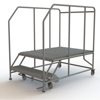 Plateforme de travail mobile, Acier, 2 Marches, 20" ha, 48" p, 36" Marche, Stri&eacute; MAS Chibougamau