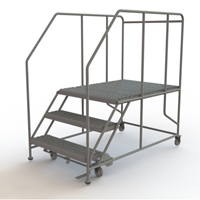 Plateforme de travail mobile, Acier, 3 Marches, 30" ha, 48" p, 36" Marche, Stri&eacute; MAS Chibougamau