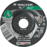 Aluminium Depressed Centre Grinding Wheels, 4-1/2" x 1/4", 7/8" Arbor, Type 27 MAS Chibougamau