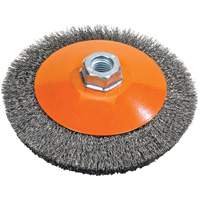 Meule soucoupe &agrave; fils cr&ecirc;p&eacute;s, 5" dia., Fils 0,012", Arbre 5/8"-11 MAS Chibougamau