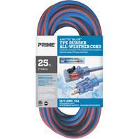 Cordon rallonge verrouillable toute saison en caoutchouc TPE Arctic Blue, Toutes saisons, SJEOW, AWG 12/3, 15 A, 25' MAS Chibougamau