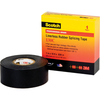 Scotch&reg; Linerless Rubber Splicing Tape 130C, 25.4 mm (1") x 9.14 m (30'), Black MAS Chibougamau