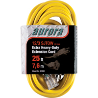 Vinyl Extension Cord with Light Indicator, Outdoor, SJTOW, 12/3 AWG, 15 A, 25' MAS Chibougamau