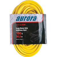 Vinyl Extension Cord with Light Indicator, Outdoor, SJTOW, 12/3 AWG, 15 A, 3 Outlet(s), 100' MAS Chibougamau