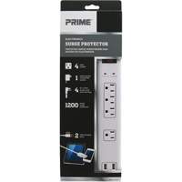 USB Charging Surge Protectors, 4 Outlets, 1200 J, 1875 W, 4' Cord MAS Chibougamau
