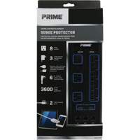 USB Charging Surge Protectors, 8 Outlets, 3600 J, 1875 W, 6' Cord MAS Chibougamau
