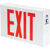 Exit Sign, LED, Battery Operated/Hardwired, 12-1/5" L x 7-1/2" W, English MAS Chibougamau