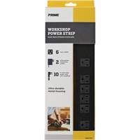 Metal Workshop Power Strip, 6 Outlet(s), 10', 15 A, 1875 W, 125 V MAS Chibougamau