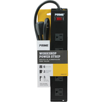 Metal Workshop Power Strip, 6 Outlet(s), 3', 15 A, 1875 W, 125 V MAS Chibougamau