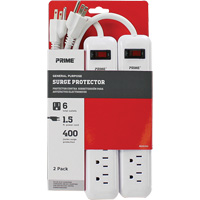 Surge Protector 2-Pack, 6 Outlets, 400 J, 1875 W, 1.5' Cord MAS Chibougamau