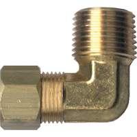 Raccord coud&eacute; 90° de tuyau, Tube x m&acirc;le tuyau, Laiton, 1/8" x 1/8" MAS Chibougamau