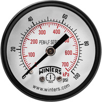 Manom&egrave;tre &eacute;conomique,  2", 0 - 100 psi, Fixation arri&egrave;re, Analogique MAS Chibougamau