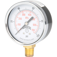 Manom&egrave;tre,  2-1/2", 0 - 100 psi, Fixation inf&eacute;rieure, Analogique MAS Chibougamau