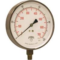 Manom&egrave;tre pour entrepreneur,  4-1/2", 0 - 100 psi, Fixation inf&eacute;rieure, Analogique MAS Chibougamau